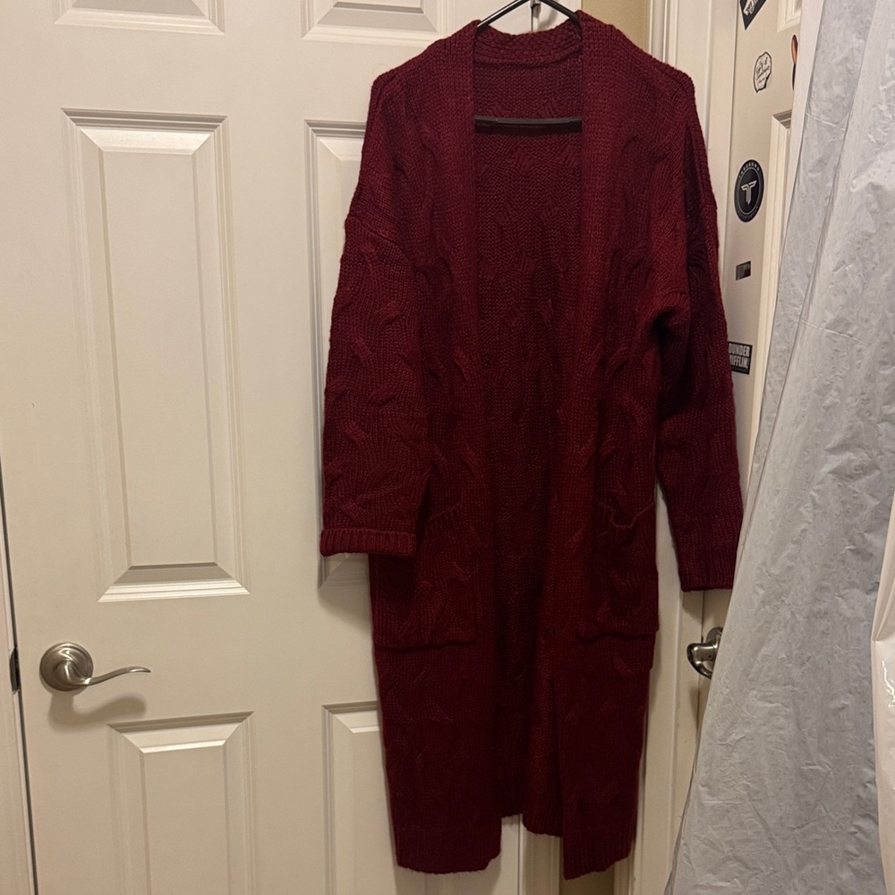 Women's Burgundy Sweater long Cardigan